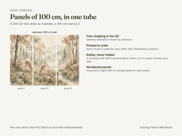 Watercolor Grazing Fawns Wall Mural, image 7