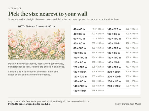 Watercolor Peony Garden Wall Mural, image 4