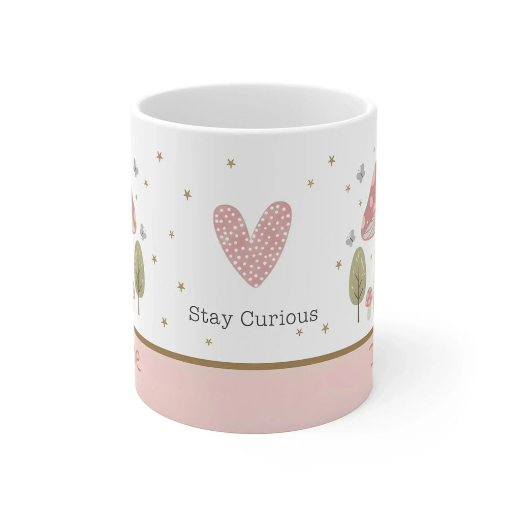 Stay Curious Mug — Personalized Woodland Fox & Forest 11oz Hot Chocolate, Coffee Mug, Tea Cup