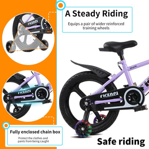16-18 Inch Kids Bike with Training Wheels and Adjustable Seat