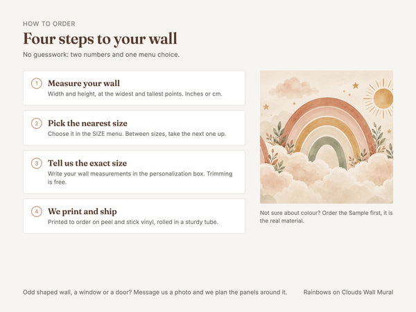 Watercolor Rainbows on Clouds Wall Mural, image 5