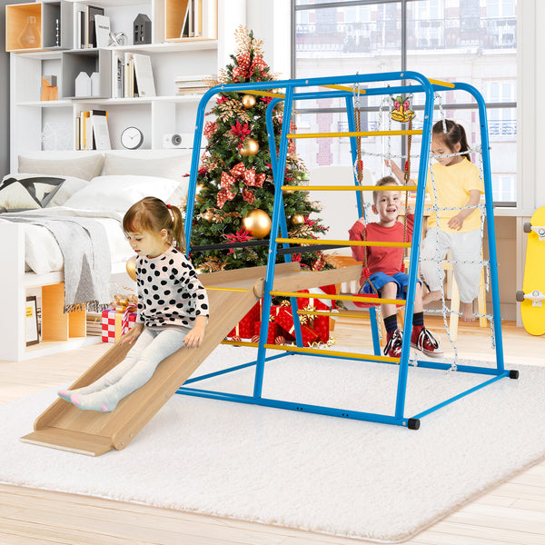 6-in-1 Indoor Jungle Gym with Slide for Boys and Girls 3+ Years Old