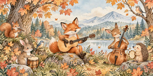 Watercolor Fox Guitar Wall Mural, image 3