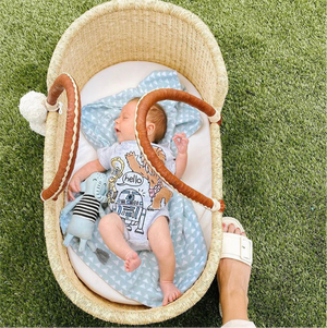 Cognac + Cream Handle Moses Basket