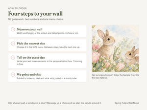 Watercolor Spring Tulips Bunny Wall Mural, image 6
