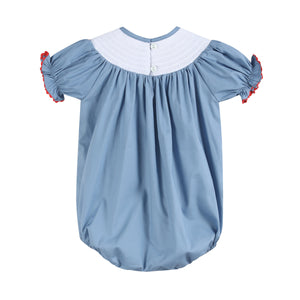 Blue Farm Animals Smocked Romper