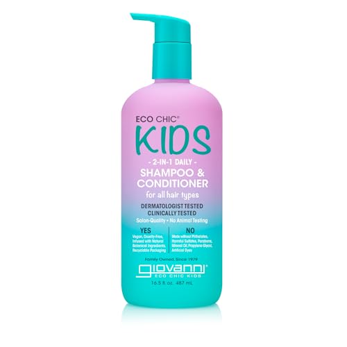Giovanni Kids 2-in-1 Shampoo and Conditioner for babies, 16.5 fl oz, gentle hair and body wash.