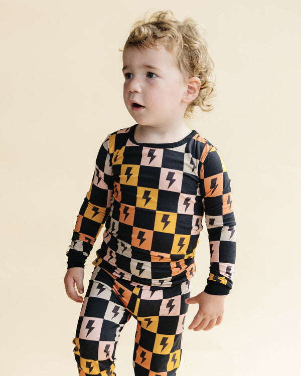Bamboo Two Piece Set | Colorful Checks & Bolts - MOOGCO Baby
