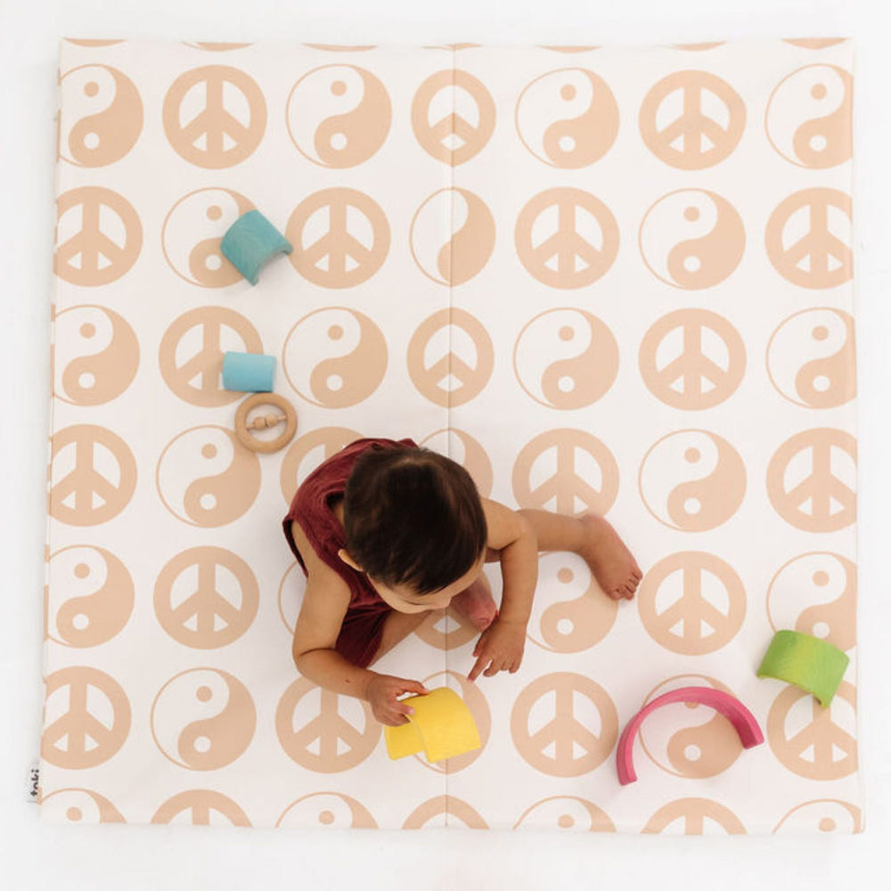 Yin Yang Vegan Leather Play Mat for babies, stylish and safe for playtime.