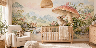 Watercolor After the Rain Bunny Wall Mural, image 1