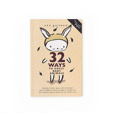 "32 Ways to Dress Baby Animals activity book for kids, featuring colorful illustrations and fun dressing activities."