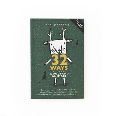 "32 Ways to Dress Woodland Animals activity book for kids, featuring fun dress-up designs and engaging illustrations."