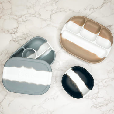 Dip Dye 4 Section Suction Plate for babies - colorful, safe, and perfect for mealtime mess-free dining.