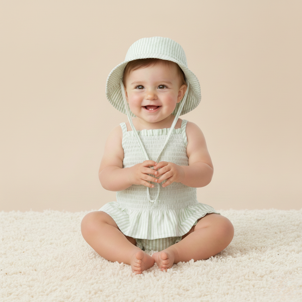 Organic Bucket Sun Hat - Basil Stripes