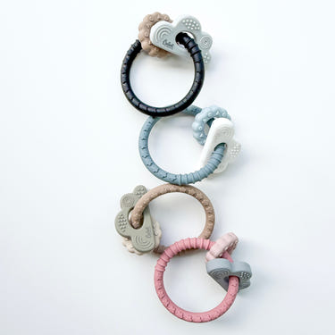 Cloudy Days Silicone Teether for babies, soft and safe for soothing gums during teething.