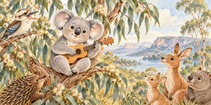 Watercolor Koala Ukulele Wall Mural, image 3