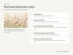 Watercolor Peony Garden Wall Mural, image 6