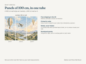 Watercolor Balloon and Plane Wall Mural, image 8