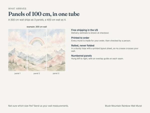 Watercolor Blush Mountain Rainbow Wall Mural, image 7