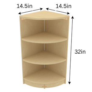 Montessori Classroom Corner Shelf - 32" tall, perfect storage solution for baby toys and books, shown at angle 6.