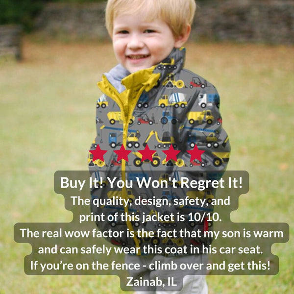 Car Seat Coat | The Road Coat Transition - Construction Print
