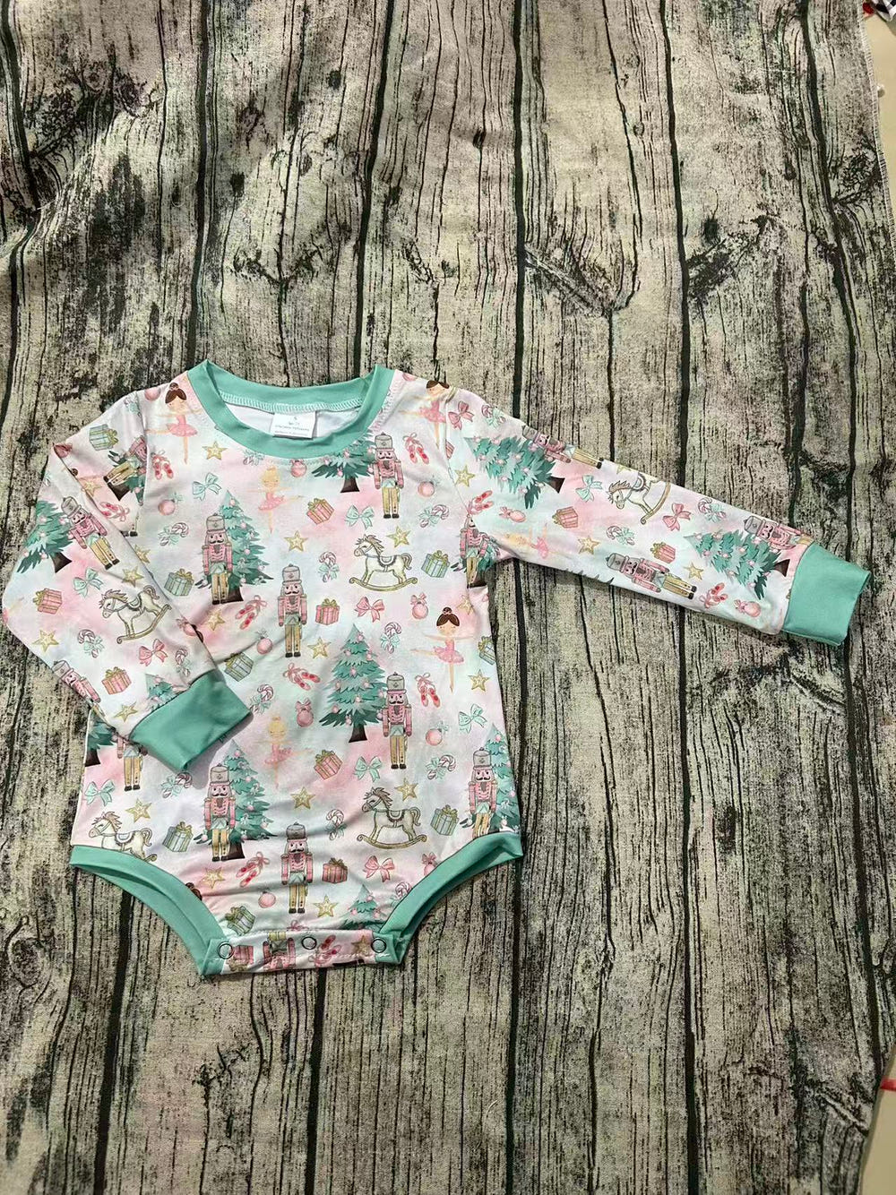 Mint Nutcracker long sleeve Leo for babies, perfect for playtime and festive celebrations.