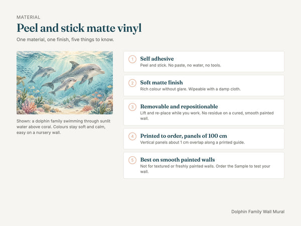 Watercolor Dolphin Family Ocean Wall Mural, image 7