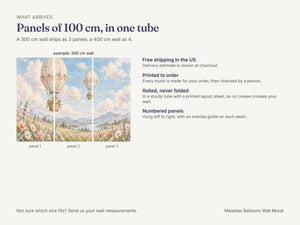 Watercolor Meadow Hot Air Balloons Wall Mural, image 8
