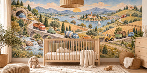 Watercolor Vehicle Parade Wall Mural, image 1
