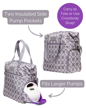 Sarah Wells Lizzy Breast Pump Tote – Lightweight, Easy-Clean Bag with Insulated Pocket, Laptop Sleeve & Side Storage – Fits Pumps & More