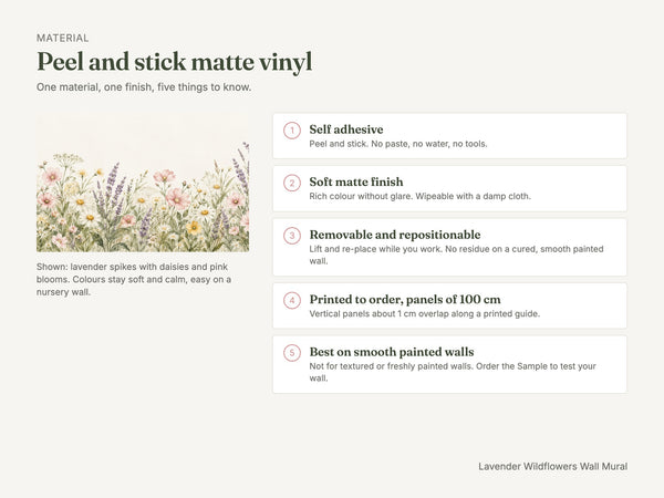 Watercolor Lavender Wildflowers Wall Mural, image 6