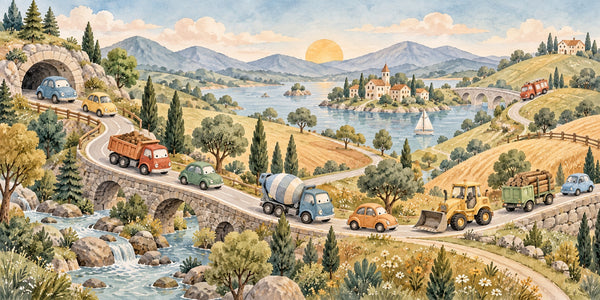 Watercolor Vehicle Parade Wall Mural, image 3