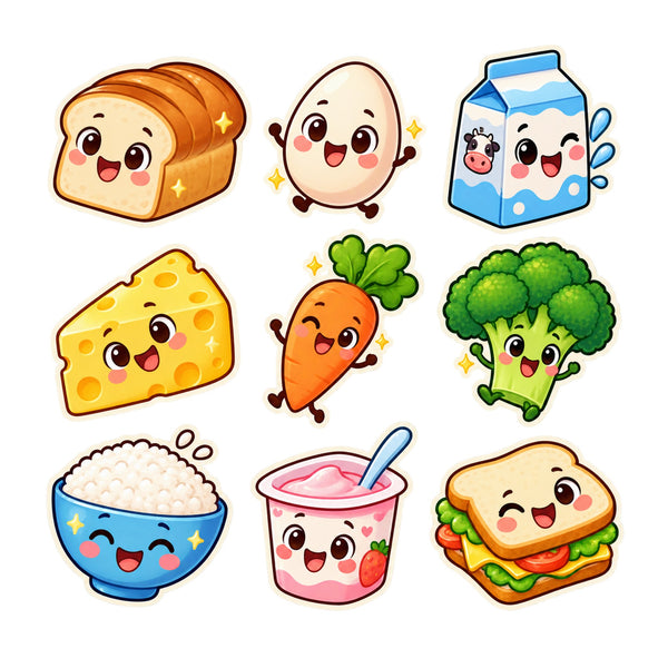 Cute Food Wall Decals, Set of 9, First Words Stickers, image 2