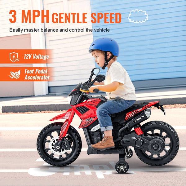 Kids' 12V Electric Ride-On Motorcycle with LED Lights
