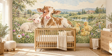Watercolor Farm Friends Wall Mural, image 1