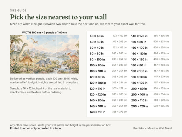 Watercolor Prehistoric Meadow Dinosaur Wall Mural, image 5