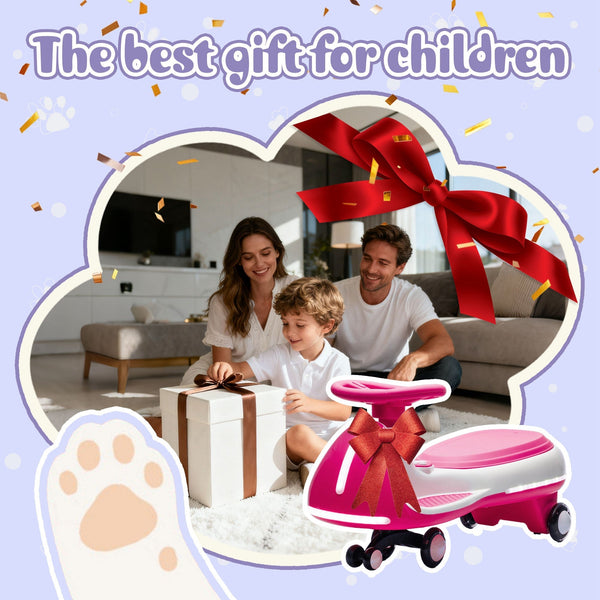 12V Electric Wiggle Ride On Car with dual motors and LED lights, angled view showcasing its vibrant design and features.
