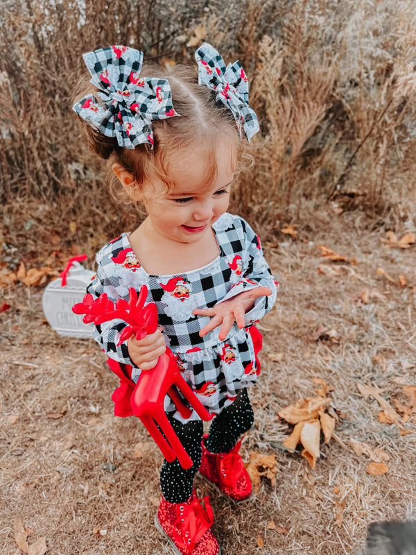 Checkered Santa ruffle romper