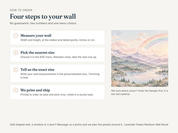 Watercolor Lavender Peaks Rainbow Wall Mural, image 5