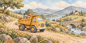 Watercolor Dump Truck Road Wall Mural, image 3