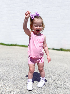 Ribbed Bamboo Tank Set - Pink