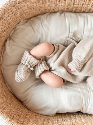 Oat Ribbed Baby Lounger Cover