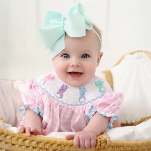 Smocked Pink Bunny Bubble