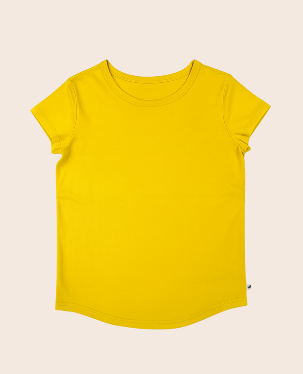 Baby All-Day Tee in Canary, angle 3 view, soft fabric, bright color, perfect for all-day comfort and style.