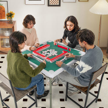 35 Inch 4 Player Game Card Folding Mahjong Table with Cup Holders