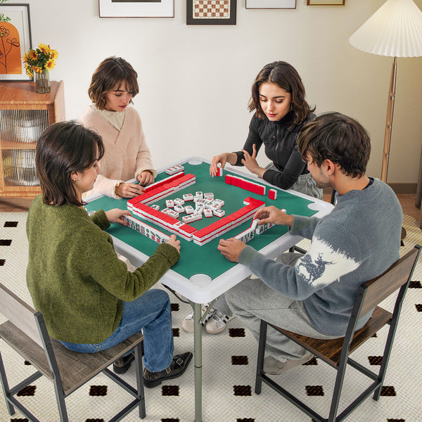 35 Inch 4 Player Game Card Folding Mahjong Table with Cup Holders
