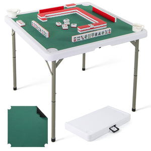 35 Inch 4 Player Game Card Folding Mahjong Table with Cup Holders