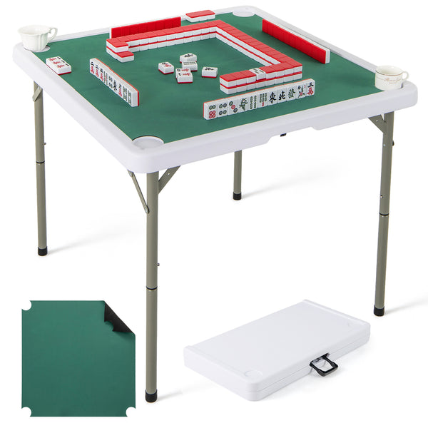 35 Inch 4 Player Game Card Folding Mahjong Table with Cup Holders