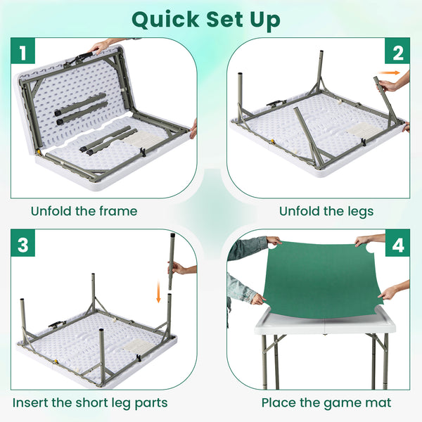 35 Inch 4 Player Game Card Folding Mahjong Table with Cup Holders
