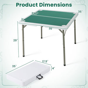 35 Inch 4 Player Game Card Folding Mahjong Table with Cup Holders